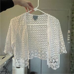 White Crocheted Cardigan